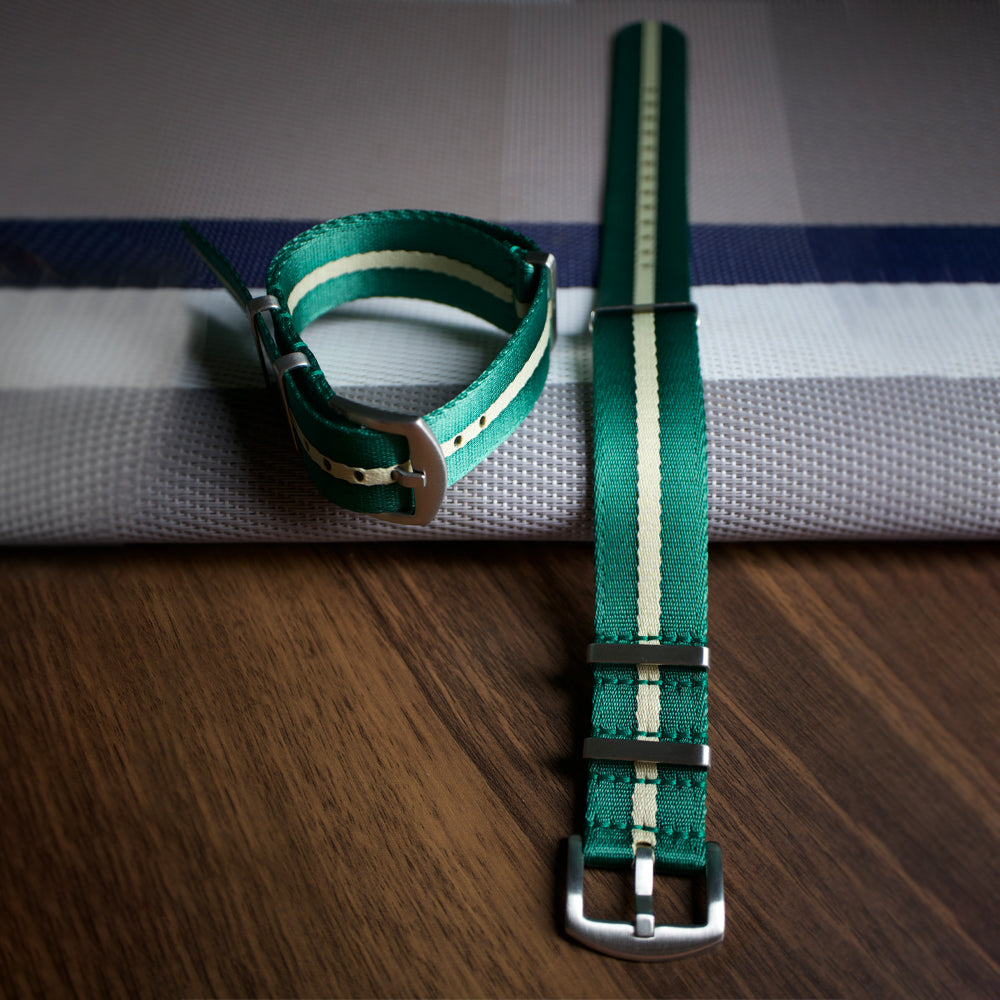 Cavern 22mm Premium Green Beige Nato Watch Strap