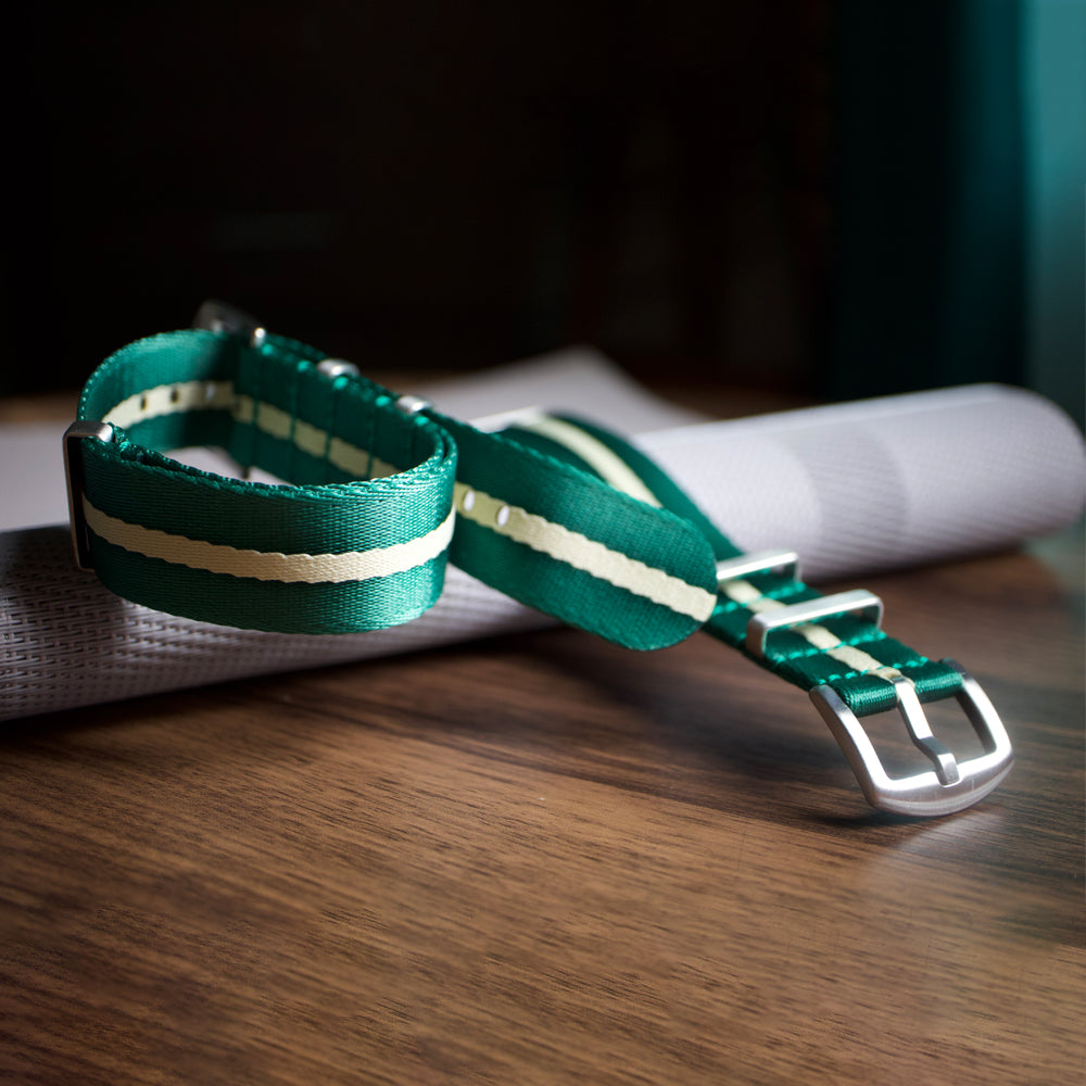 Cavern 22mm Premium Green Beige Nato Watch Strap