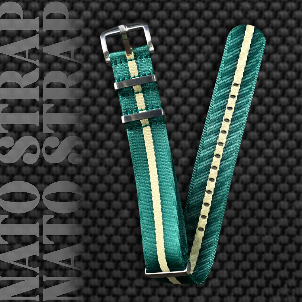 Cavern 22mm Premium Green Beige Nato Watch Strap