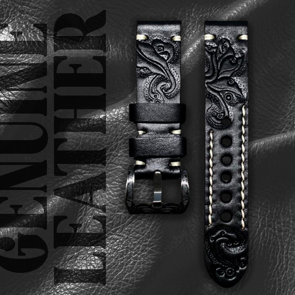Cavern Vintage Black 22mm Leather Strap