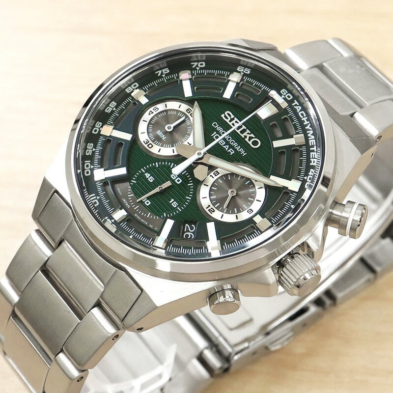 Seiko Men's Collection Analog Green Dial Watch-SSB405P1