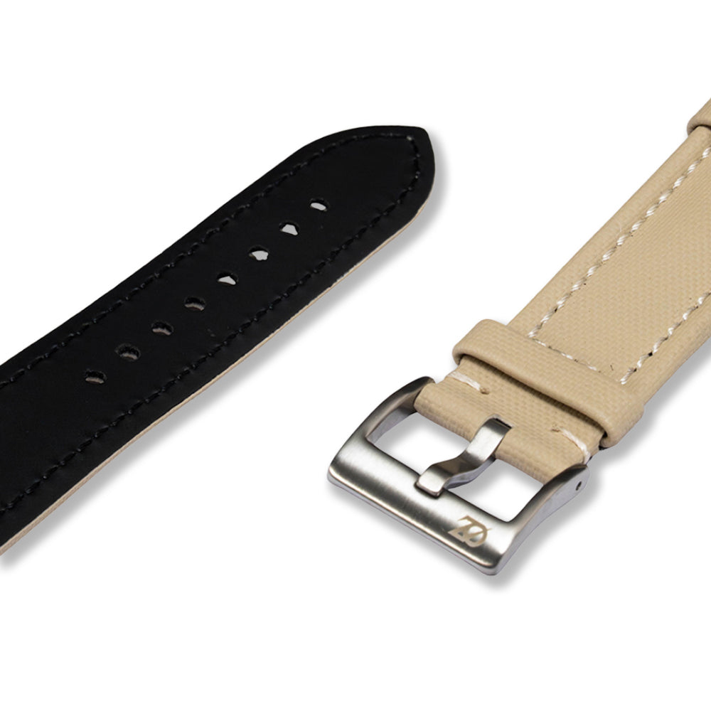 Zeyron 22mm Premium Sand Beige Sailcloth Watch Strap