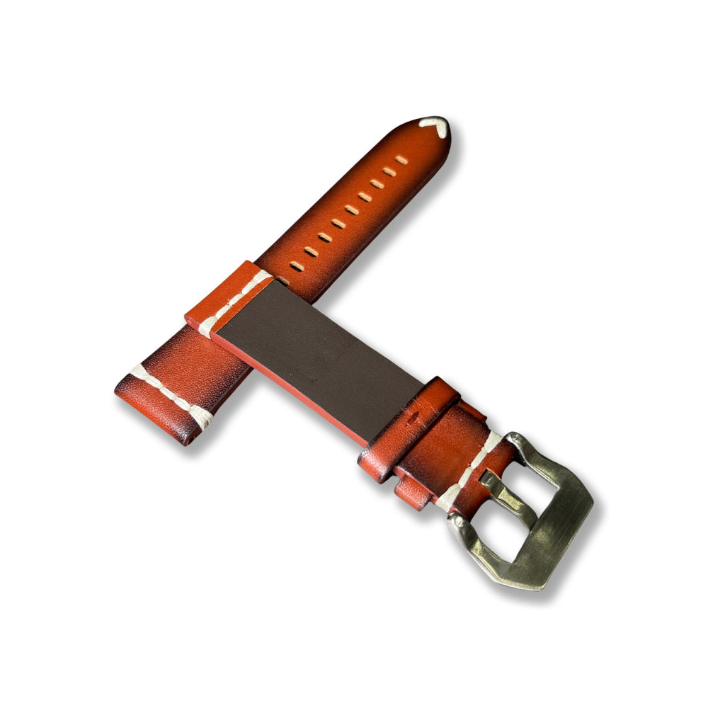 Cavern 22mm Red Full Grain Stitched Leather Strap