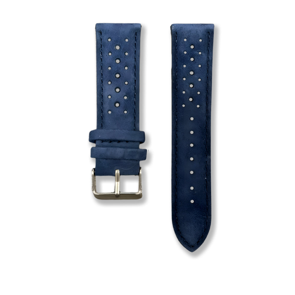 Cavern Perforated Suede Blue 22mm Leather Strap
