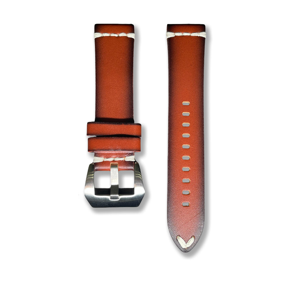 Cavern 22mm Red Full Grain Stitched Leather Strap