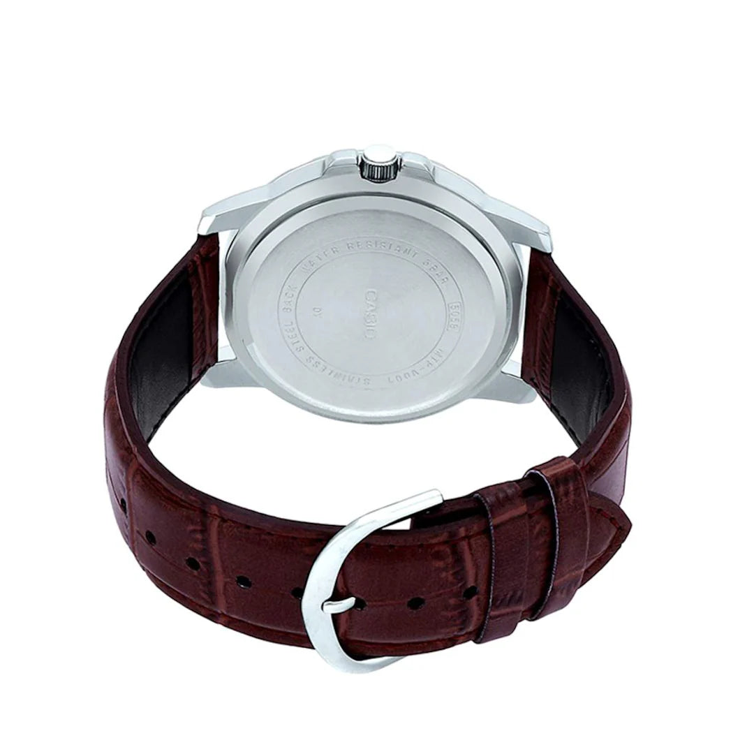 Casio General Silver Dial Brown Leather Men's Watch | MTP-VD01L-7CVUDF