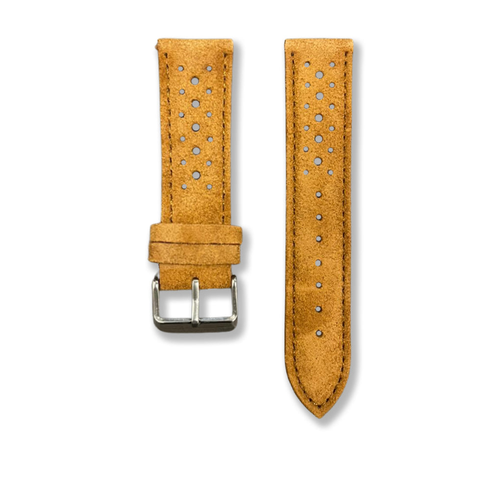 Cavern Perforated Suede Brown 22mm Leather Strap