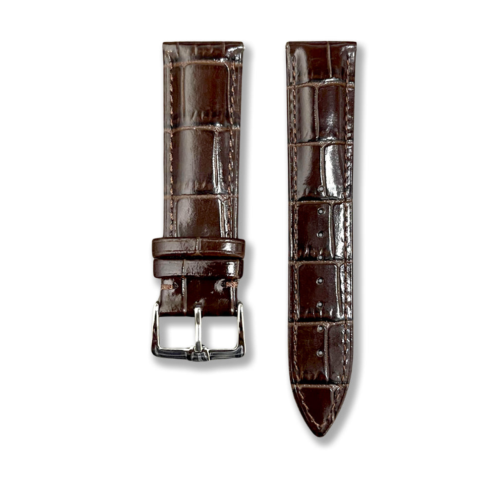 Cavern 22mm Dark Brown Crocodile Texture Leather Strap