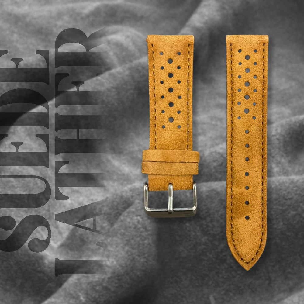 Cavern Perforated Suede Brown 22mm Leather Strap