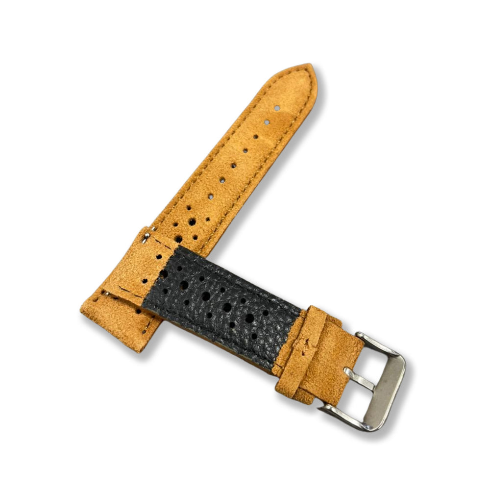 Cavern Perforated Suede Brown 22mm Leather Strap
