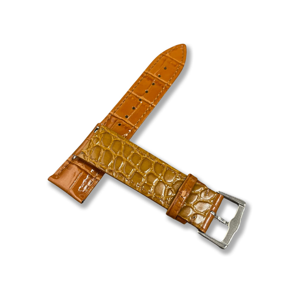 Cavern 20mm Tan Brown Crocodile Texture Leather Strap