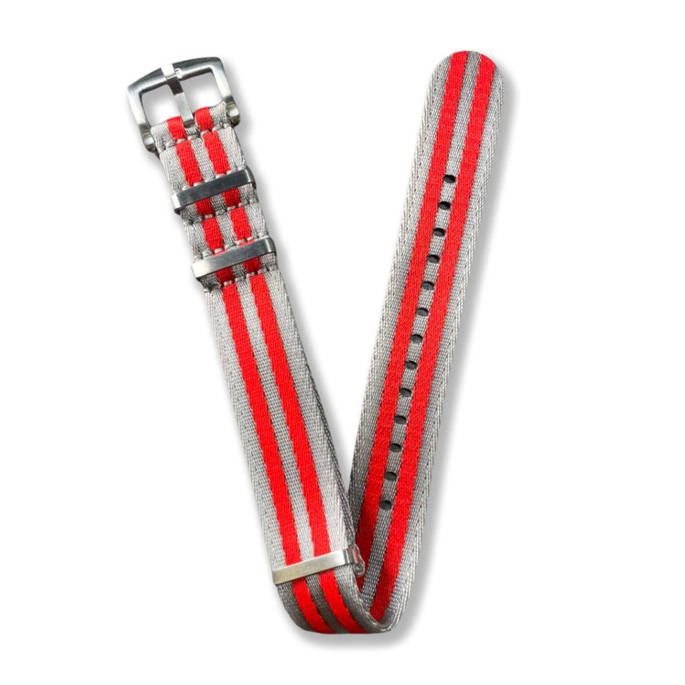 Cavern 20mm Premium Grey Red Nato Watch Strap