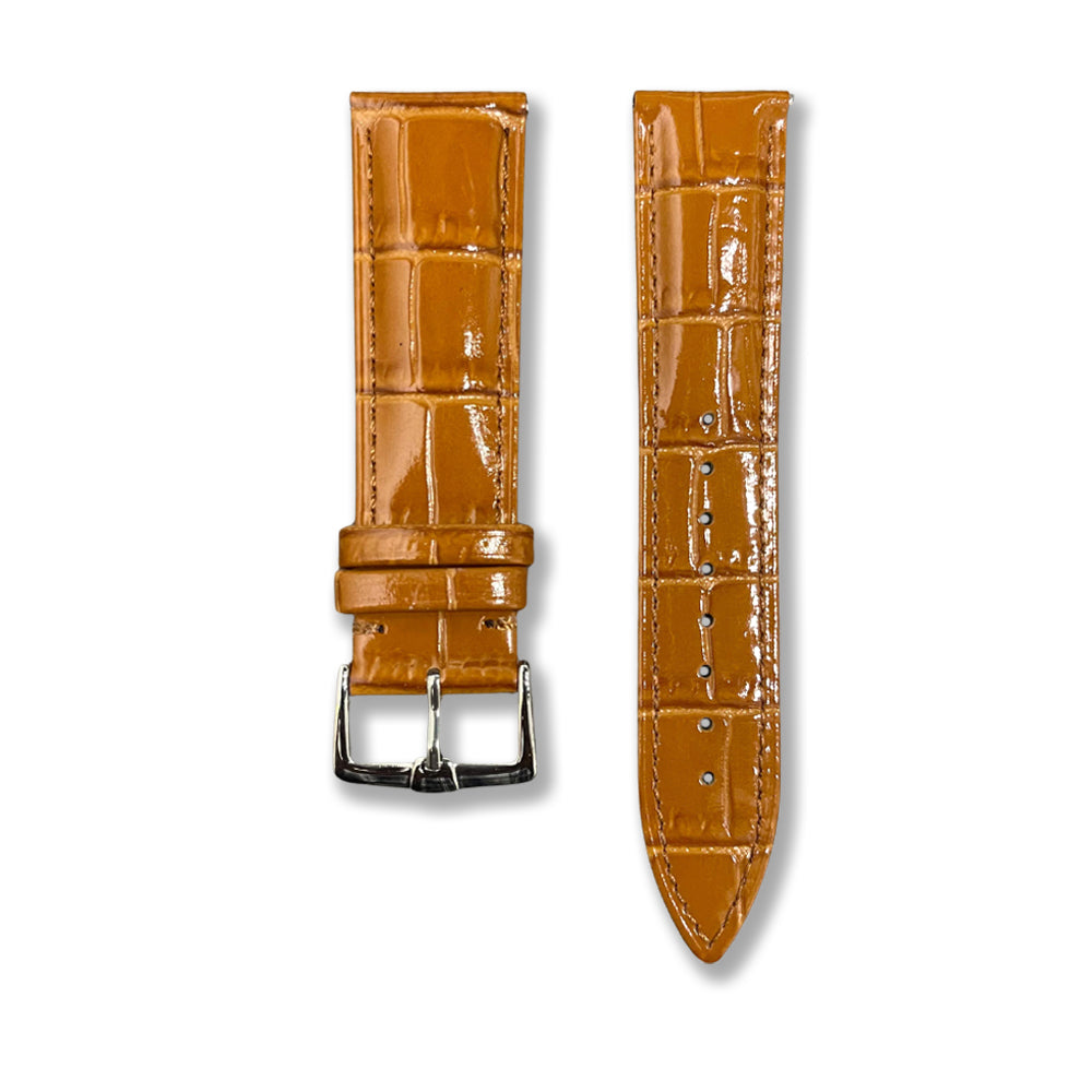 Cavern 20mm Tan Brown Crocodile Texture Leather Strap