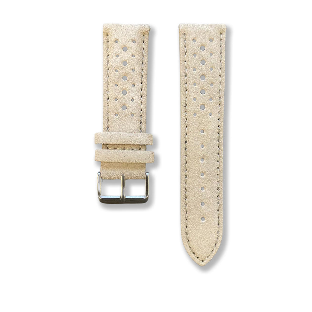 Cavern Perforated Suede Beige 22mm Leather Strap