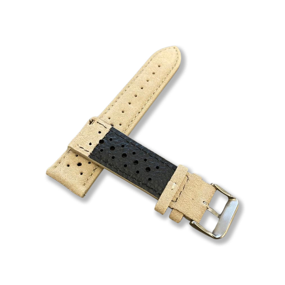 Cavern Perforated Suede Beige 22mm Leather Strap