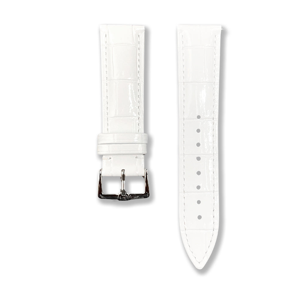 Cavern 22mm Glossy White Leather Strap