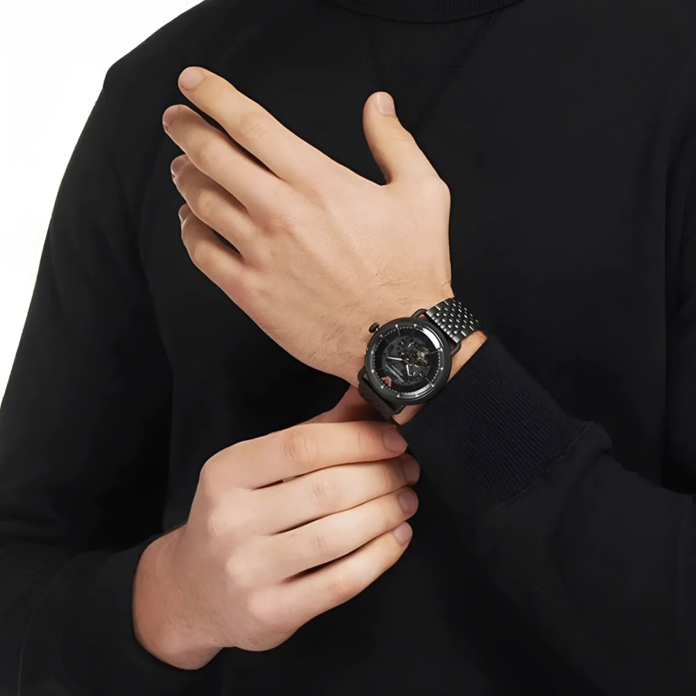 Emporio Armani Avaiator Black Dial Automatic Men's Watch | AR60025