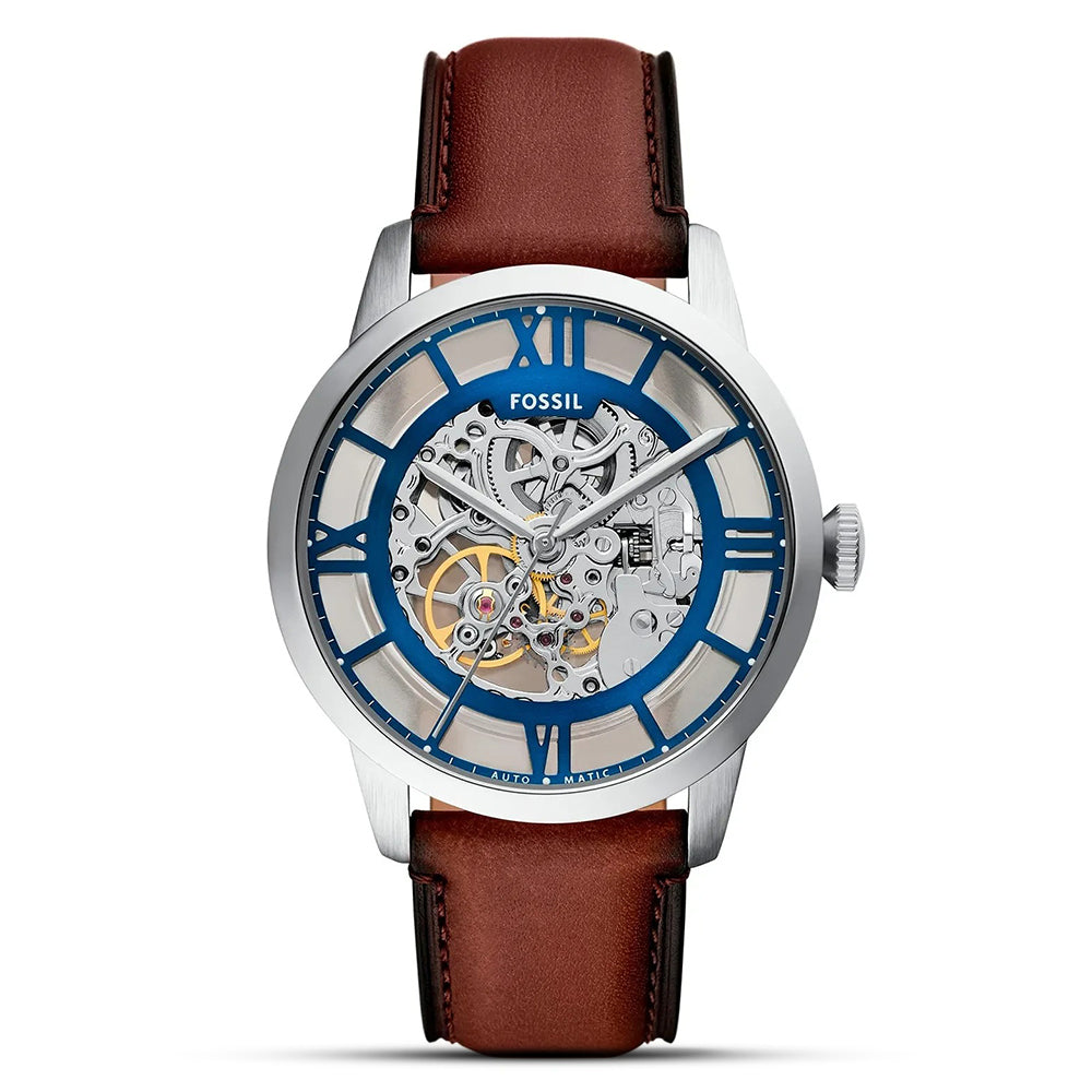 Fossil Townsman Automatic Blue Skeleton Dial Men's Watch ME3267