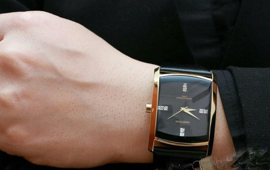 Armitron Black Crystal Dial Leather Unisex Watch 20/4604BKGPBK