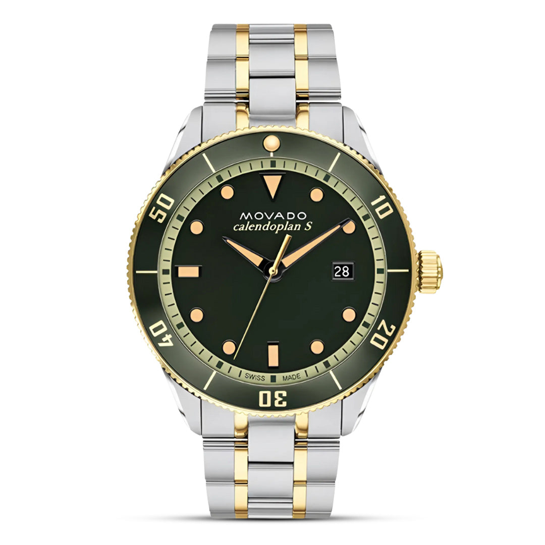 Movado Heritage Two-Tone Quartz Green Dial Watch 3650127