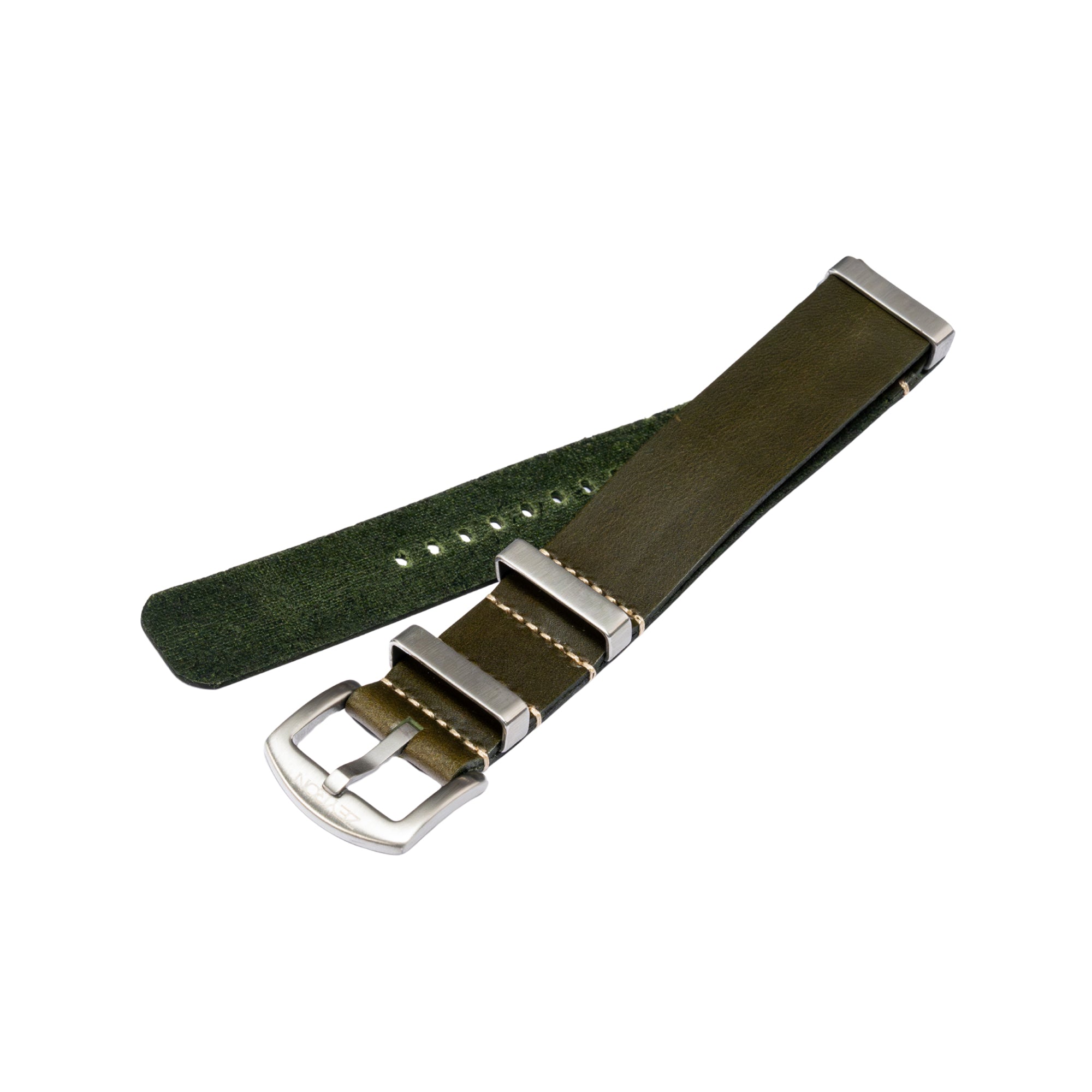 Zeyron Olive Green Cowhide Leather Nato Strap