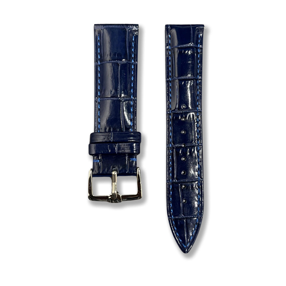 Cavern 22mm Dark Blue Crocodile Texture Leather Strap
