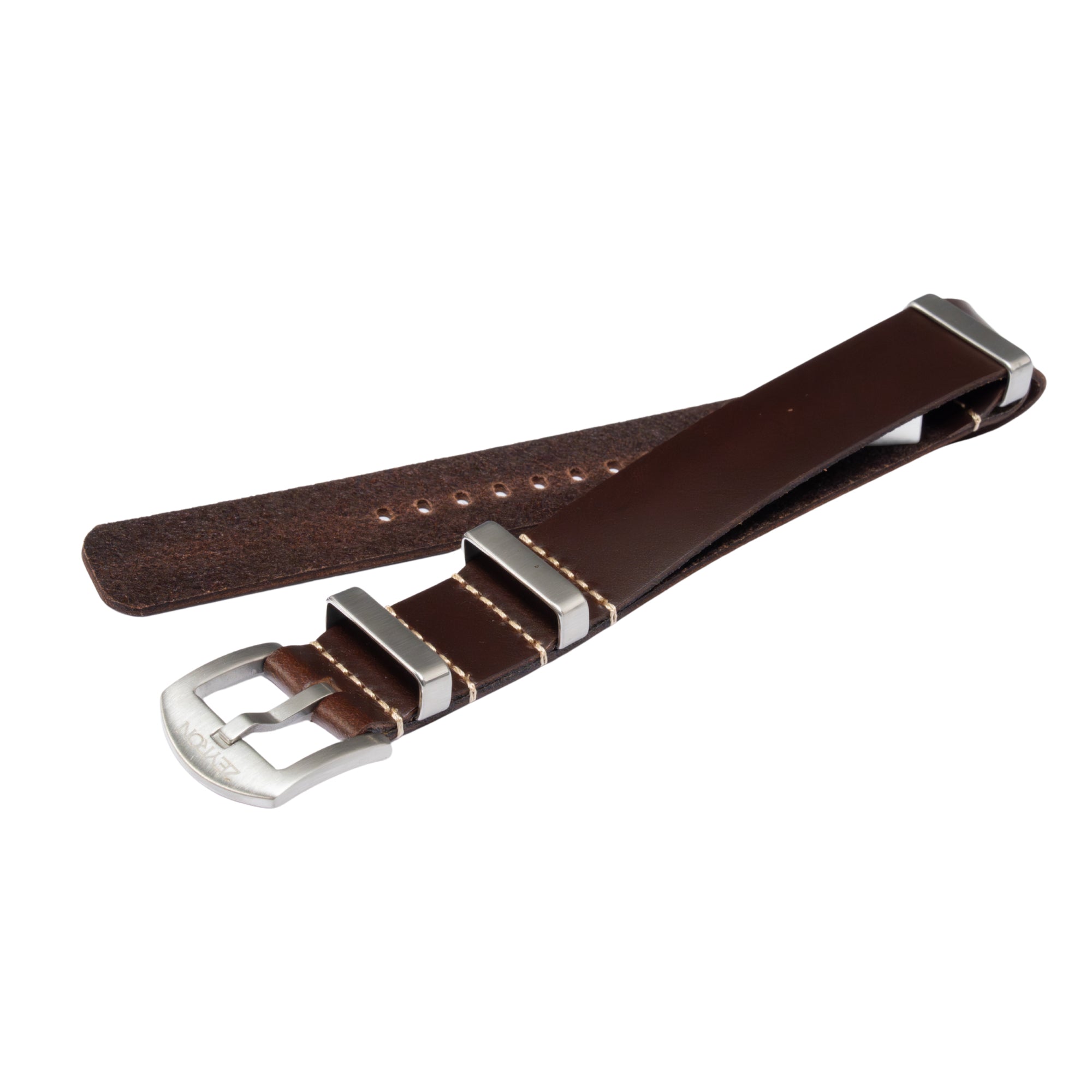 Zeyron Coffee Brown Cowhide Leather Nato Strap