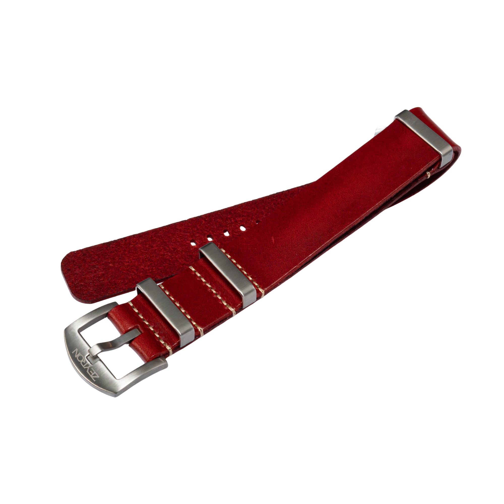 Zeyron Red Cowhide Leather Nato Strap