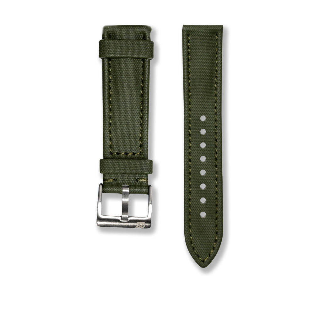 Zeyron 22mm Premium Army Green Sailcloth Watch Strap
