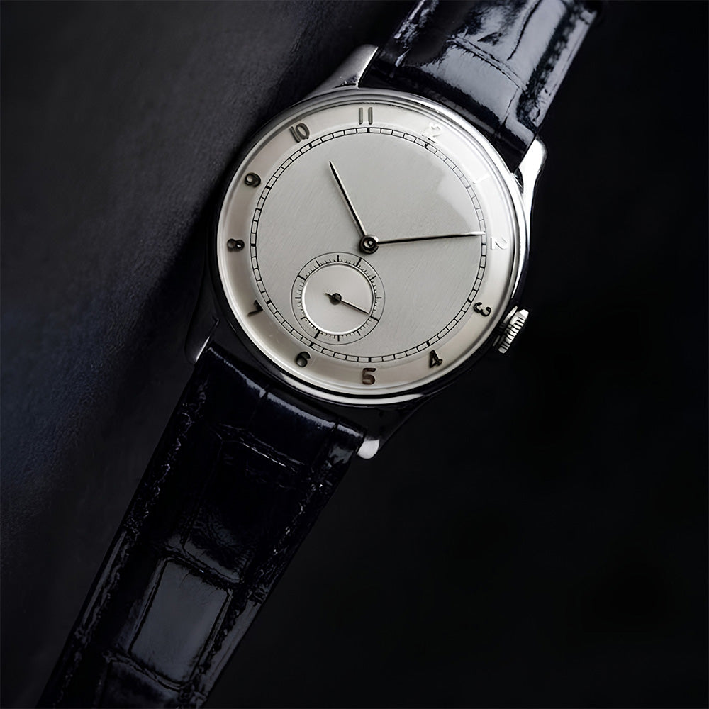 Cavern 20mm/22mm Crocodile Textured Black Leather Strap