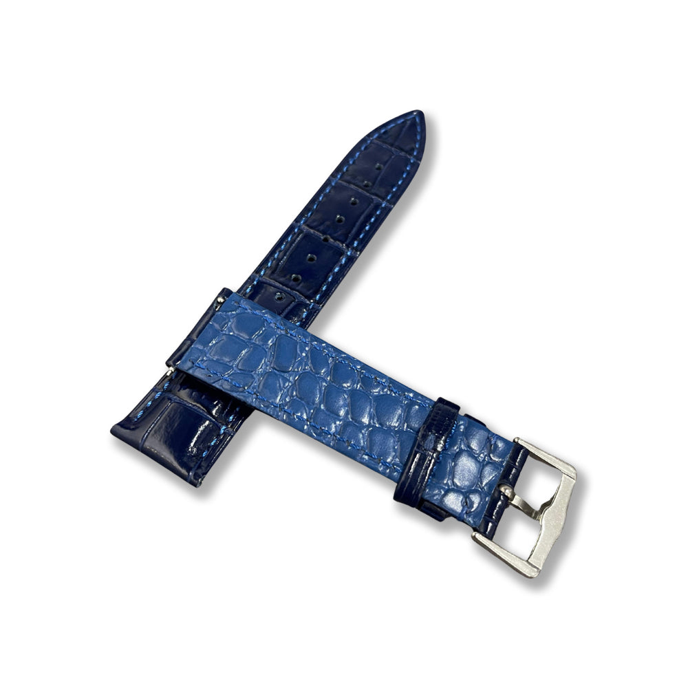 Cavern 22mm Dark Blue Crocodile Texture Leather Strap