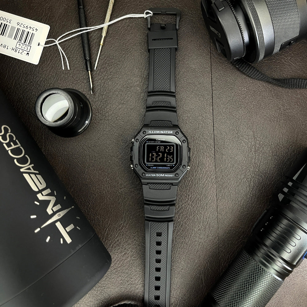 Casio "Illuminator" Youth Black Digital Men's Watch| W-218H-1BVDF