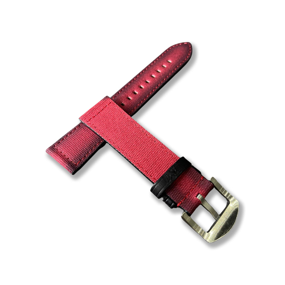 CAVERN 22MM Red Nylon Texture Vegan Leather Strap| Time Access