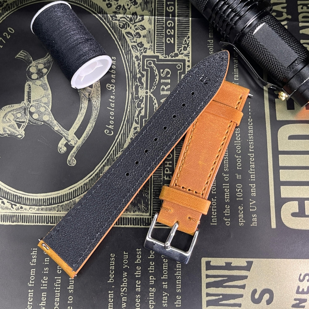 Leather Strap Plain Tan Brown | 22MM