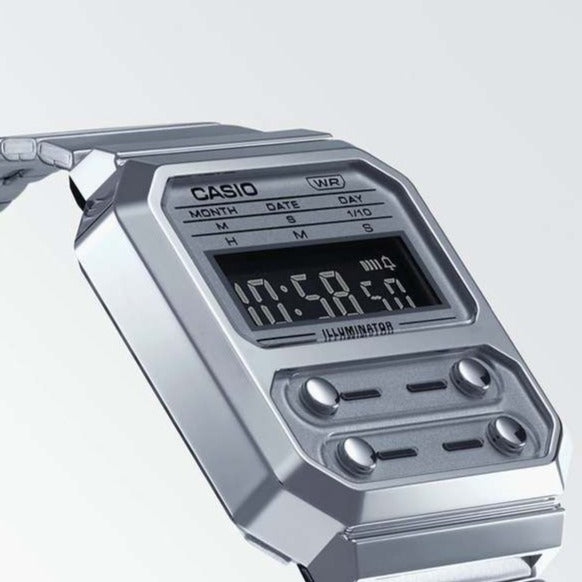 Casio Vintage Digital Unisex Stainless Steel Watch| A100WE-7BDF