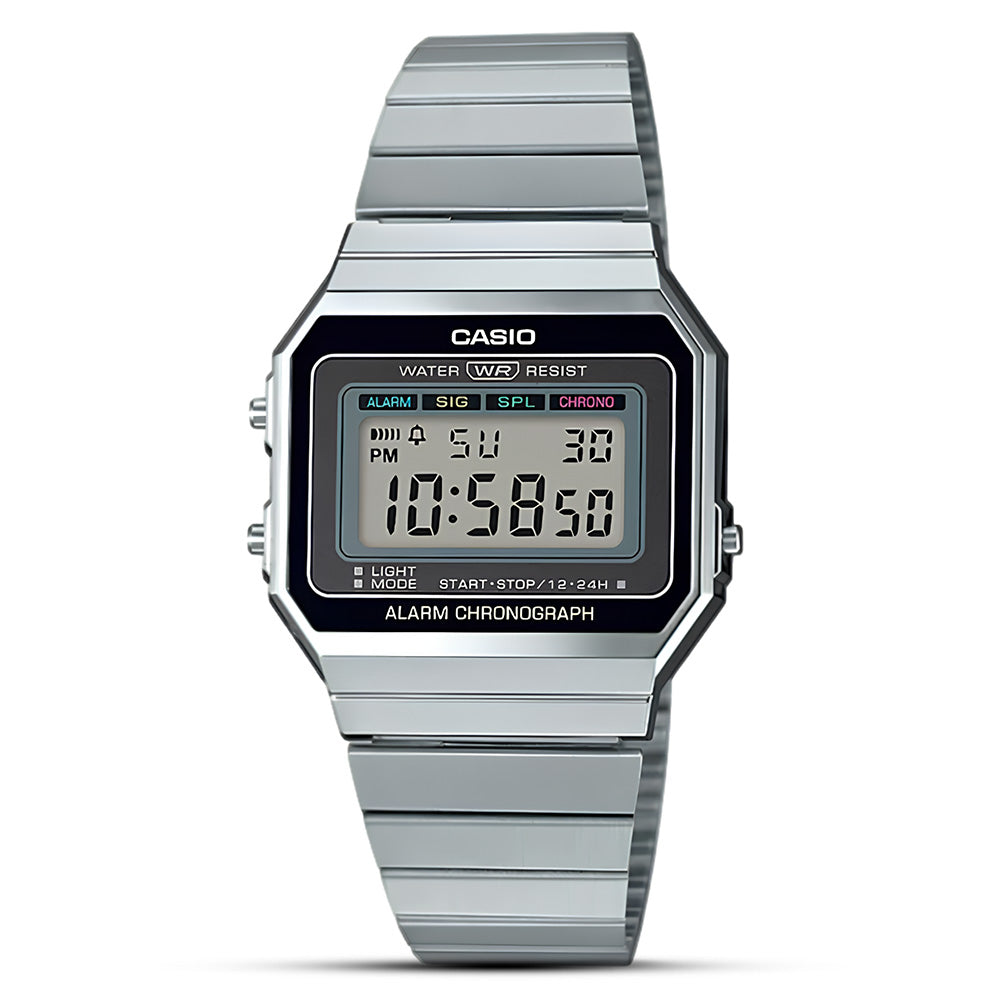 CASIO RETRO DIGITAL STAINLESS STEEL UNISEX WATCH | A700W-1ADF