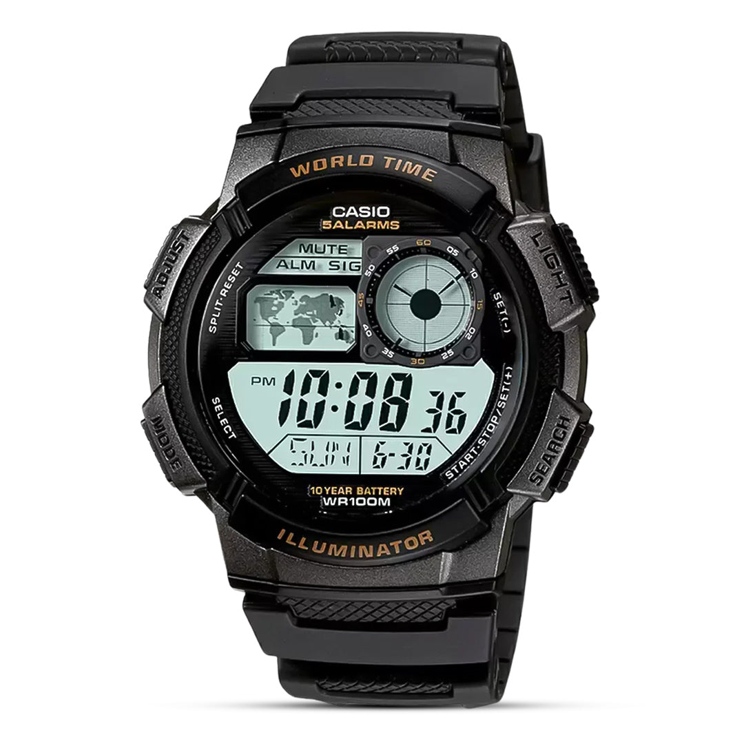 Casio Youth World Time Black Dial Men's Watch | AE-1000W-1AVCF