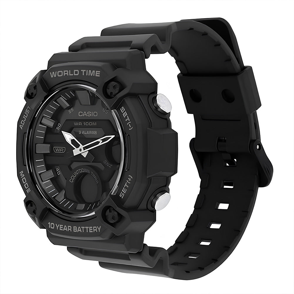 CASIO ANALOGUE-DIGITAL BLACK RESIN STRAP MEN'S WATCH AEQ-120W-1BVDF