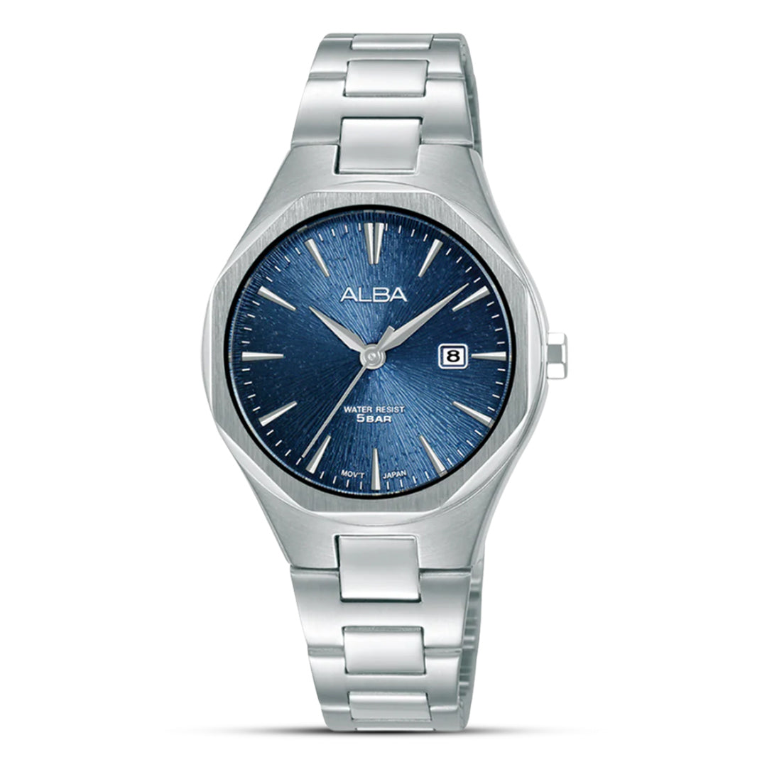 Alba Prestige Blue Textured Sunray Dial Ladies Watch | AH7DN9X