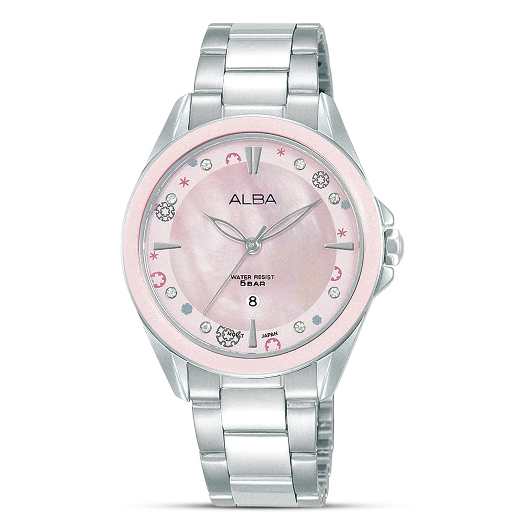Alba Fashion Pearl Pink Dial Ladies Watch | AH7DV7X