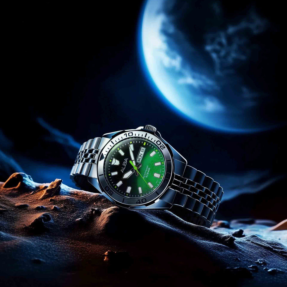 ALBA Sportive Earth Green Gradation Dial Men's Watch | AV3579X