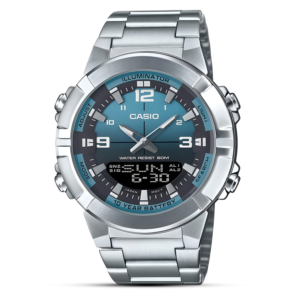 Casio Dual Timer Ice Blue Dial Men's Watch AMW-870DA-2A2VDF
