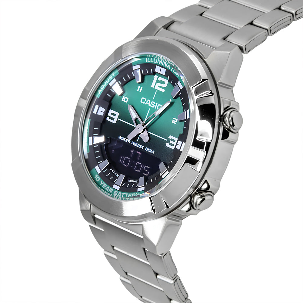 Casio Dual Timer Green Dial Men's Watch AMW-870DA-3AVDF