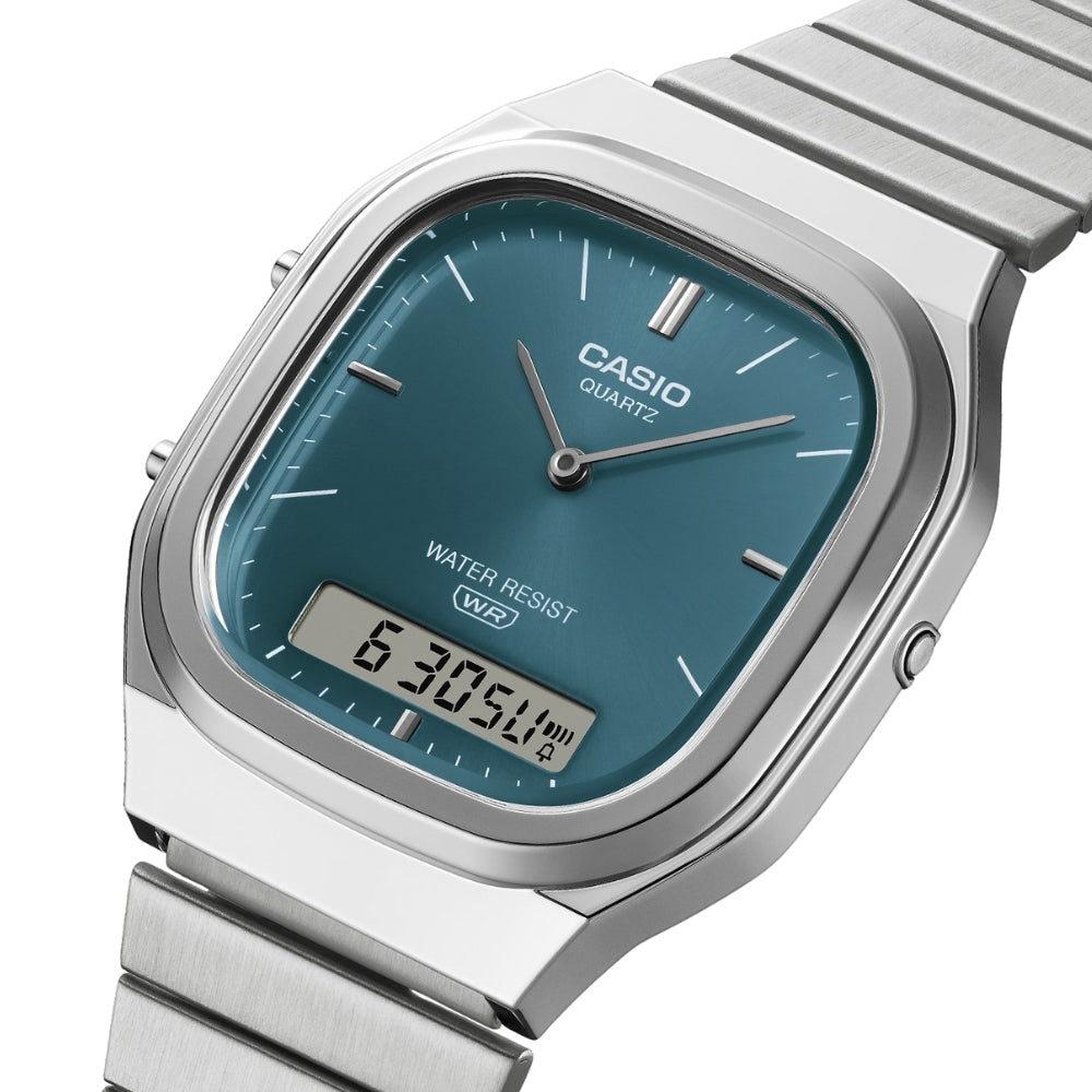 Casio Vintage Dual Timer Teal Blue Dial Watch | AQ-240E-3ADF