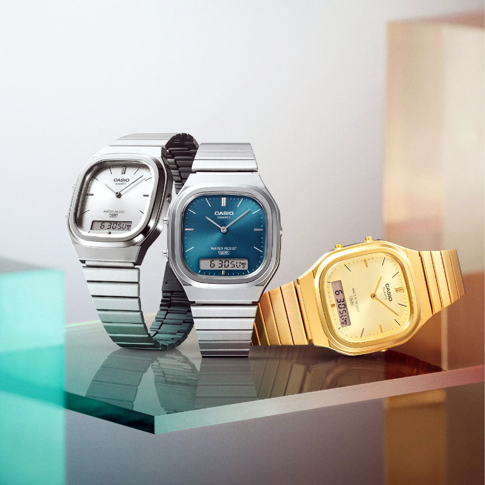 Casio Vintage Dual Timer Teal Blue Dial Watch | AQ-240E-3ADF