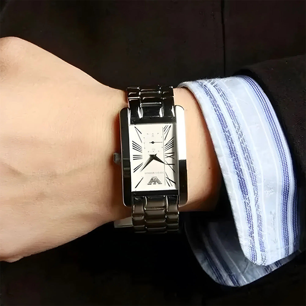 Emporio Armani White Rectangle Dial Men's Watch | AR0145