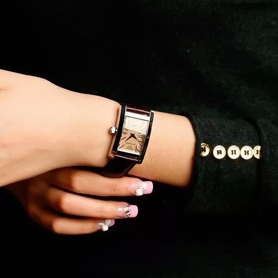 Emporio Armani Classic Beige Dial Leather Strap Ladies Watch | AR0155