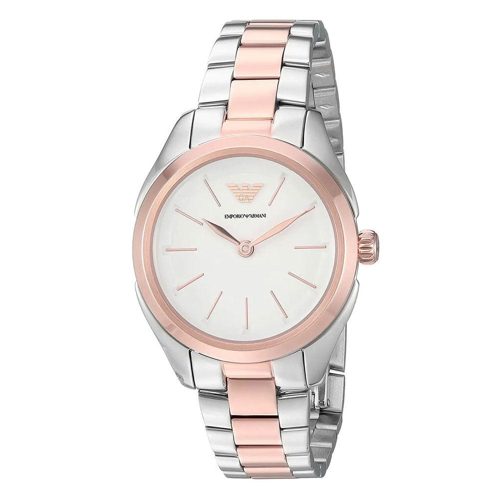 Emporio Armani Valeria White Dial Two-Tone Ladies Watch AR11029