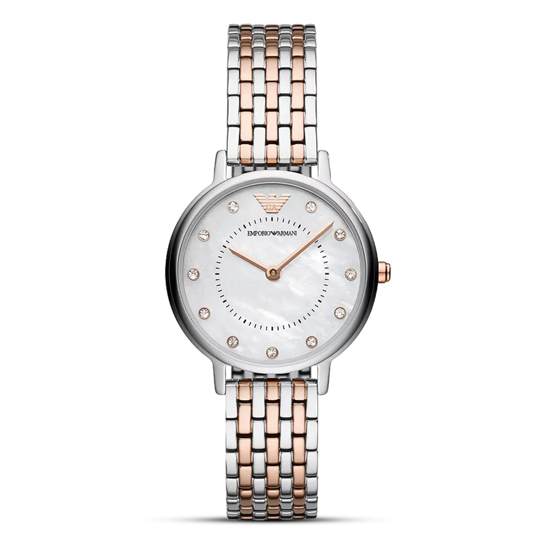 Emporio Armani Mother of Pearl Dial Two Tone Ladies Watch | AR11094