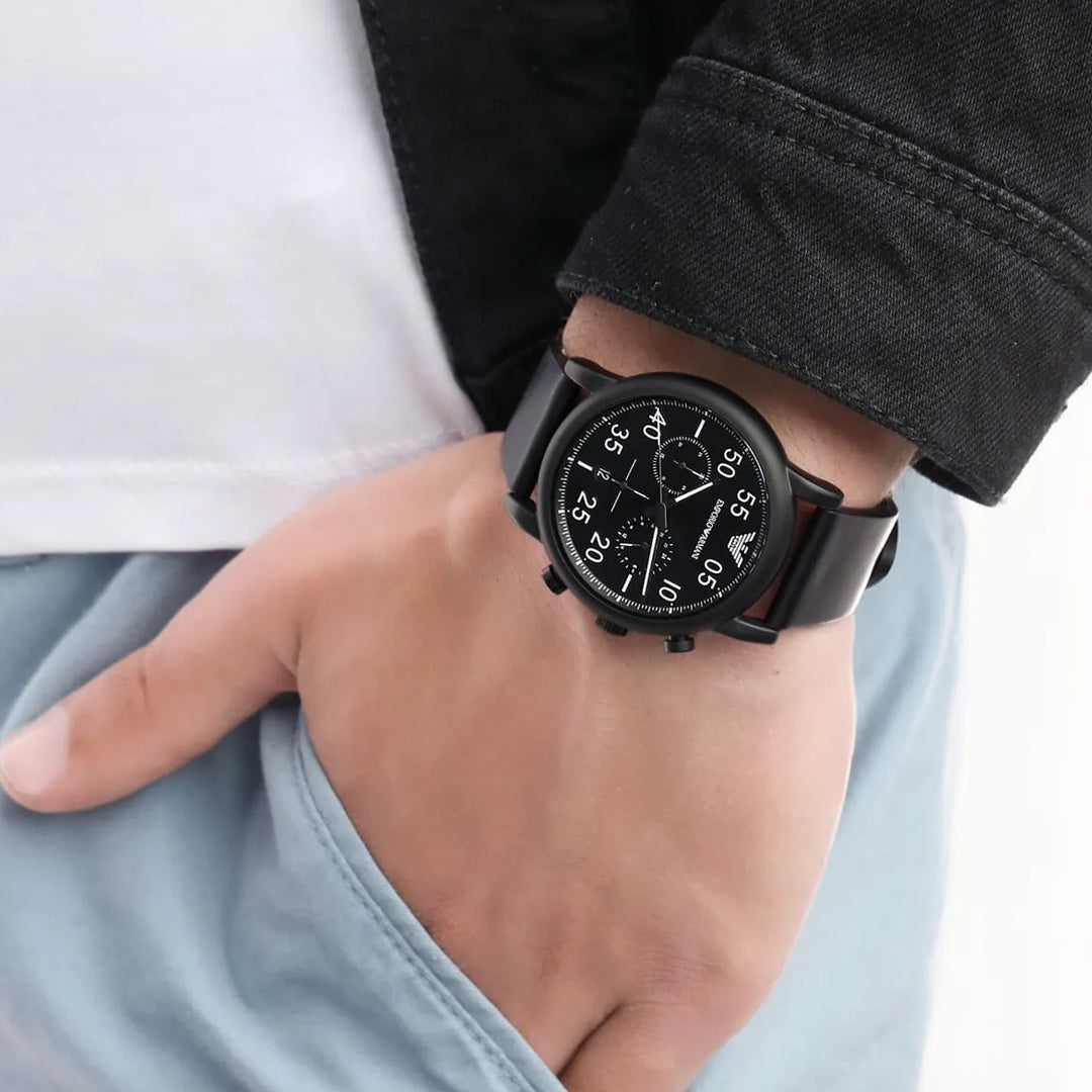 Emporio Armani Luigi Chronograph Black Dial Men's Watch | AR11133